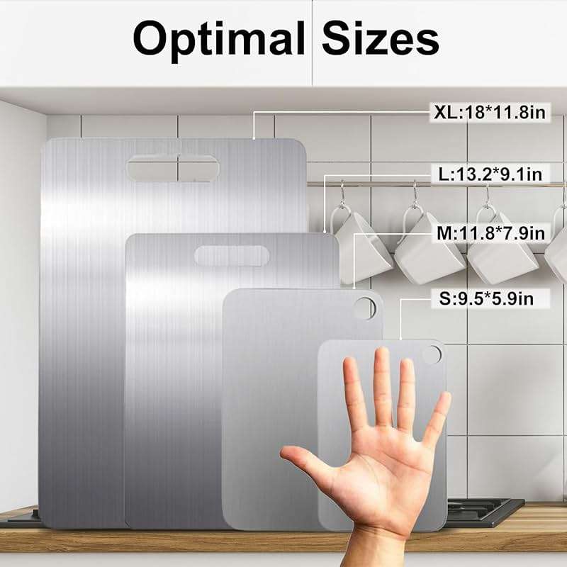Stainless Steel Cutting board, Double sided Steel Cutting boards for Kitchen Meat vegetables & fruits Chopping board Easy to Clean (Mini Size)（9.5 × 5.9in） - Image 2