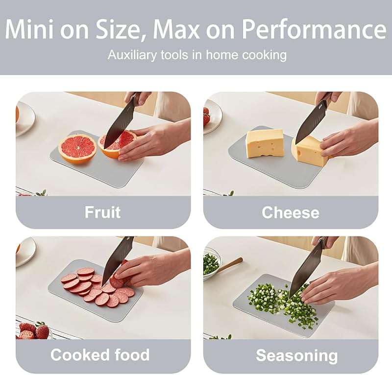 Stainless Steel Cutting board, Double sided Steel Cutting boards for Kitchen Meat vegetables & fruits Chopping board Easy to Clean (Mini Size)（9.5 × 5.9in） - Image 3