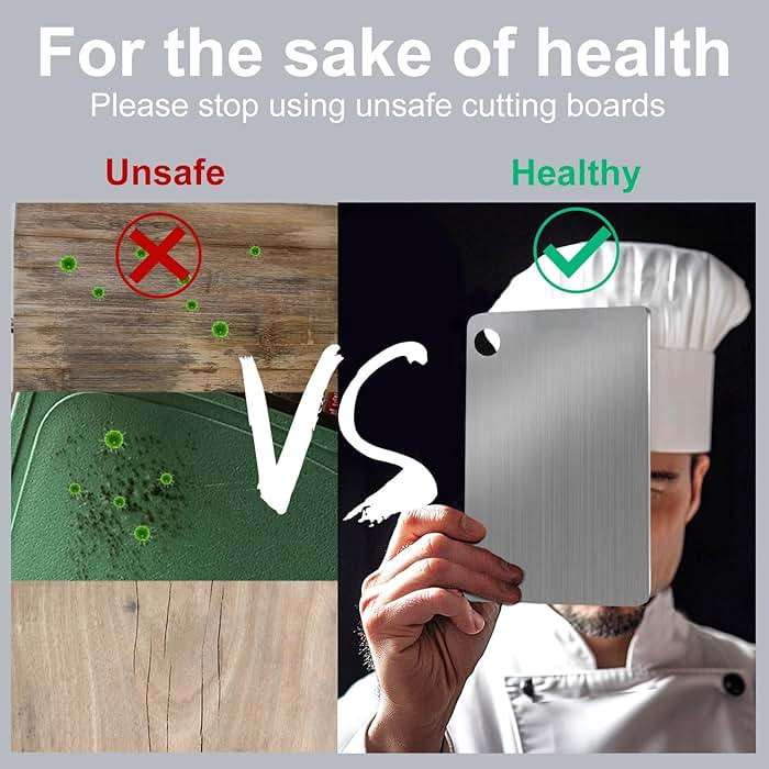 Stainless Steel Cutting board, Double sided Steel Cutting boards for Kitchen Meat vegetables & fruits Chopping board Easy to Clean (Mini Size)（9.5 × 5.9in） - Image 5