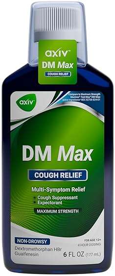 AXIV DM Max Liquid Cough & Cold Medicine for Adults, Cold and Flu Medicine for Excess Mucus Relief, 6 fl oz - Image 1