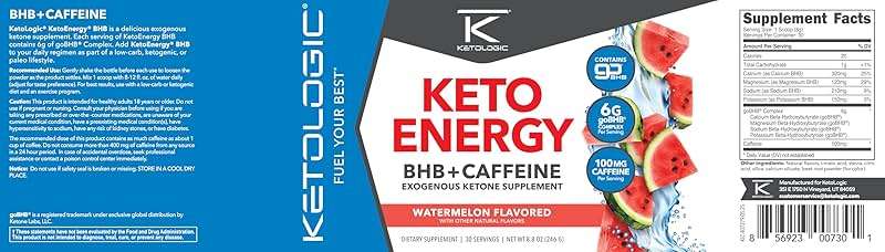 Ketologic KetoEnergy BHB (Watermelon) 30 Servings - BHB + Caffeine Exogenous Ketone Supplement - Image 5