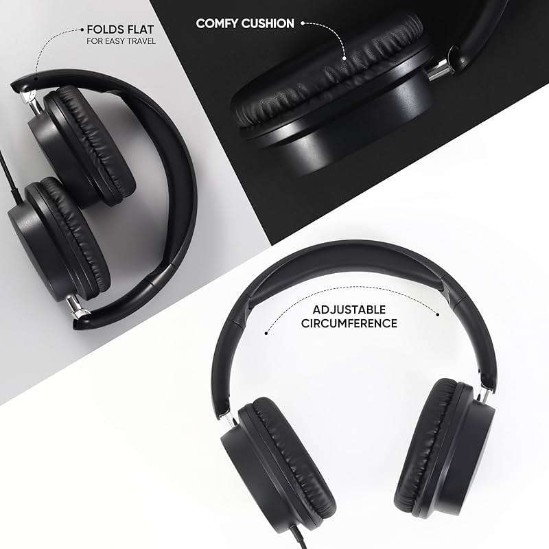 A+ Scholars Kids Headphones Bulk 5 Pack for School, HD Mic Stereo Sound Over-Ear Headphones for Classroom, Comfortable Fit, Foldable, 3.5mm Jack Wired Headphones for Kids ipad Tablets Computer Travel - Image 5
