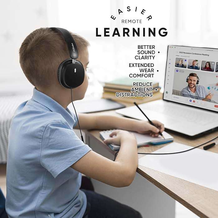 A+ Scholars Kids Headphones Bulk 5 Pack for School, HD Mic Stereo Sound Over-Ear Headphones for Classroom, Comfortable Fit, Foldable, 3.5mm Jack Wired Headphones for Kids ipad Tablets Computer Travel - Image 7