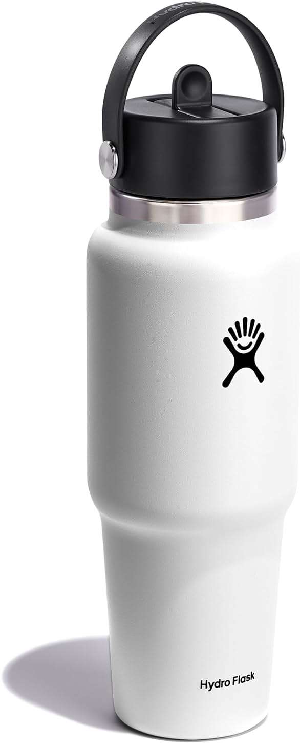 Hydro Flask Travel Water Bottle - Insulated Stainless Steel - Wide Straw Lid, Non Spill, Leakproof in 32 Oz White - Image 3