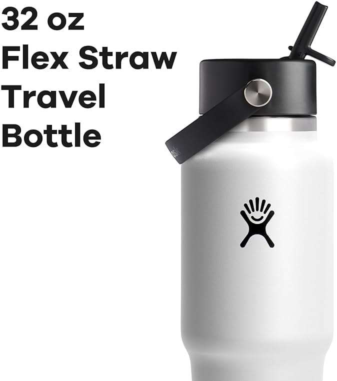 Hydro Flask Travel Water Bottle - Insulated Stainless Steel - Wide Straw Lid, Non Spill, Leakproof in 32 Oz White - Image 4