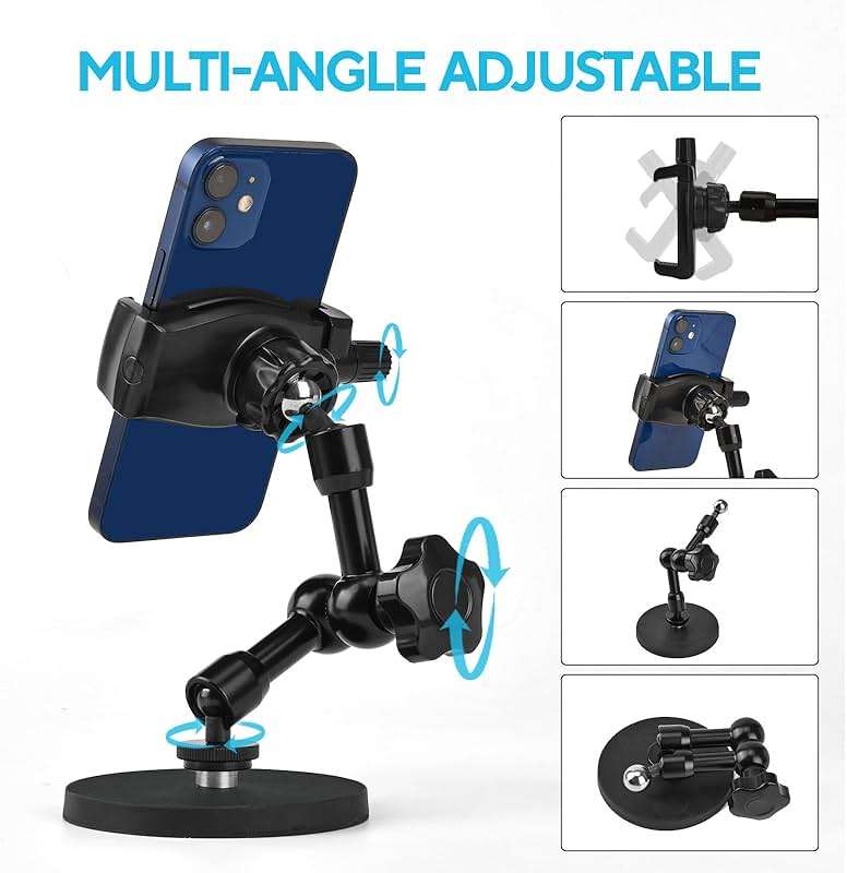 HOYXUN Magnetic Phone Holder for Gym, Heavy Duty 360° Adjustable Metal Arm | Super Strong N52 Magnet with Non-Slip Base for Power Rack, Universal Clip for all Smartphones, Home Workout Essentials - Image 3
