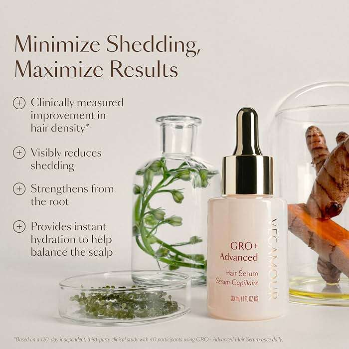VEGAMOUR GRO+ Advanced Hair Serum | Improves Hair Density, Reduces Shedding and Promotes a Balanced Scalp | For Severe Signs of Thinning | Formulated Without Fragrance, Vegan, Cruelty-Free - Image 4