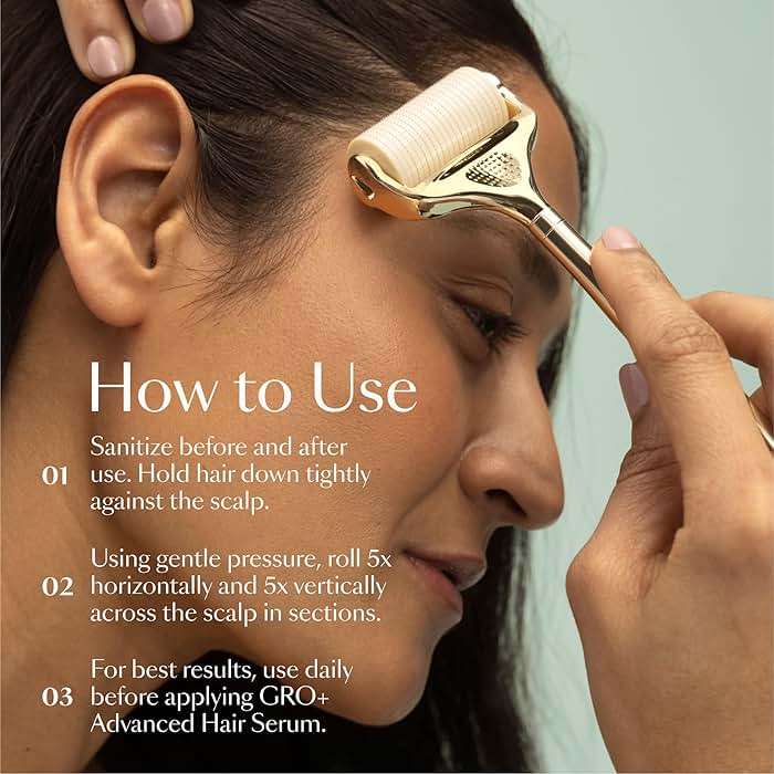 VEGAMOUR GRO+ Advanced Dermaroller | 1,200 Microneedle 0.25mm Scalp Tool | Gently Exfoliates the Scalp | Wide Head for Maximum Coverage - Image 4