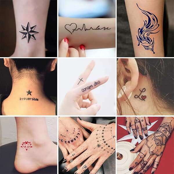 STIGMA Temporary Tattoo Kit 10 Bottles Color Inks, 84 Pcs Stencils Kit for Body Paint DIY Tattoos Temp, 8 Colors DIY Fake Tattoo for Women Kids - Image 6