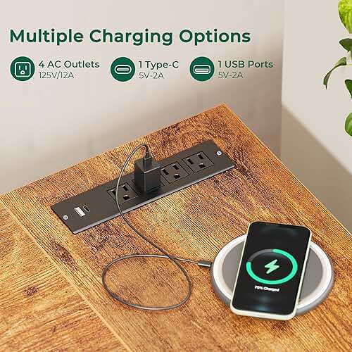 Huuger L Shaped Office Desk with Power Outlets, 47 Inch Computer Desk with 3 Drawers, Shelves, for Gaming, Corner Work, Home Office, Study, Rustic Brown - Image 5