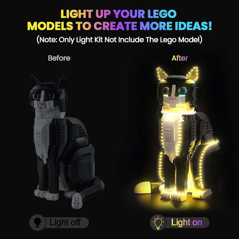 Hilighting Upgraded Led Light Kit Compatible with LEGO Tuxedo Cat Building Set, Lights Decoration Compatible with LEGO 21349 (Model Not Included) - Image 2