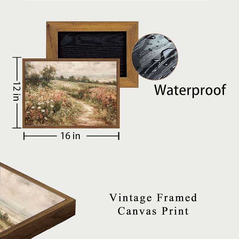OIQArtOIQ Framed Canvas Wall Art,Vintage Decor,Landscape Nature Country Wildflower Paintings Farmhouse Pictures Modern Artwork Rustic Fall Flower Prints Cottagecore Office Living Room Bedroom Bathroom - Image 5