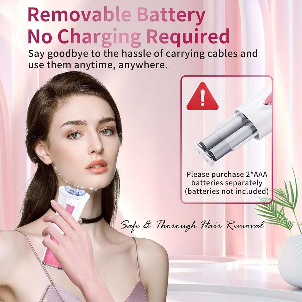 Mini Epilator - Hair Remover for Women, Full Body Smooth Glide Epilator, with LED Light for Precision, Portable Electric Lady Shaver for Face, Armpits, Arms, Bikini, and Legs - Image 6