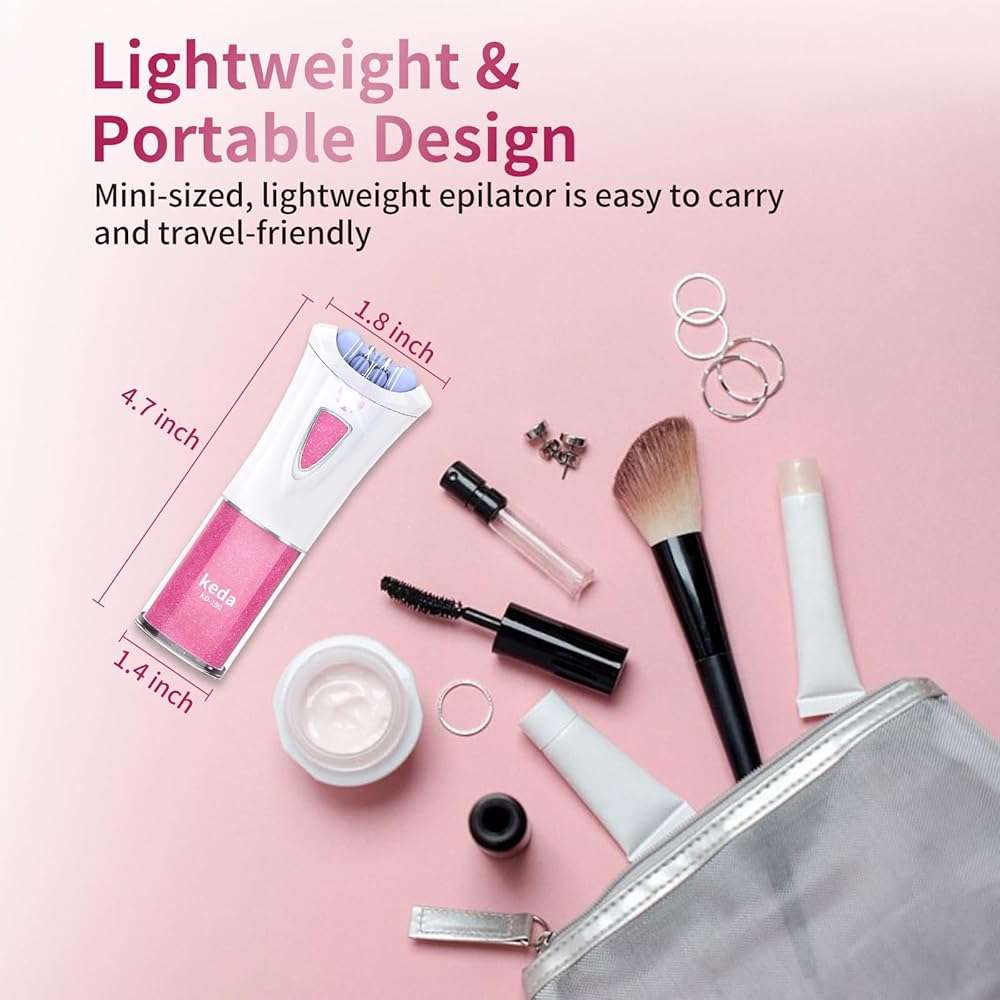 Mini Epilator - Hair Remover for Women, Full Body Smooth Glide Epilator, with LED Light for Precision, Portable Electric Lady Shaver for Face, Armpits, Arms, Bikini, and Legs - Image 8