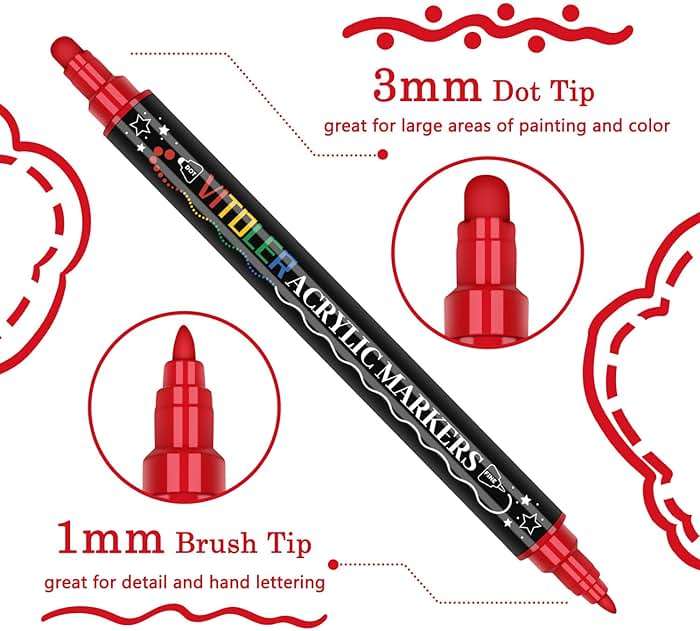 Vitoler Acrylic Paint Markers,18pcs Paint Pens, Acrylic Markers Sets With Brush Tip and Dot Tip for Rocks Wood, Art Supplies - Image 3