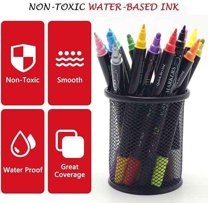 Vitoler Acrylic Paint Markers,18pcs Paint Pens, Acrylic Markers Sets With Brush Tip and Dot Tip for Rocks Wood, Art Supplies - Image 4
