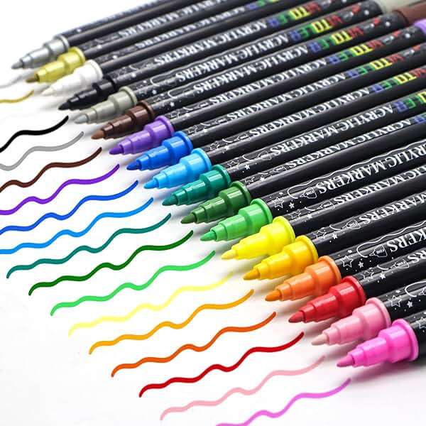 Vitoler Acrylic Paint Markers,18pcs Paint Pens, Acrylic Markers Sets With Brush Tip and Dot Tip for Rocks Wood, Art Supplies - Image 5