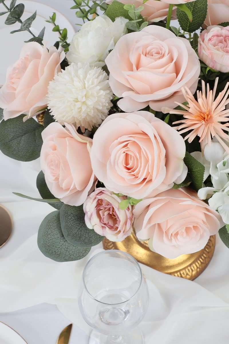 JUSMAI 30pcs Roses Artificial Flowers Pink Fake Roses Flowers with Long Stems Silk Flowers for Wedding Bouquet Centerpices Decorations Party Bridal Baby Shower Home Decor - Image 2