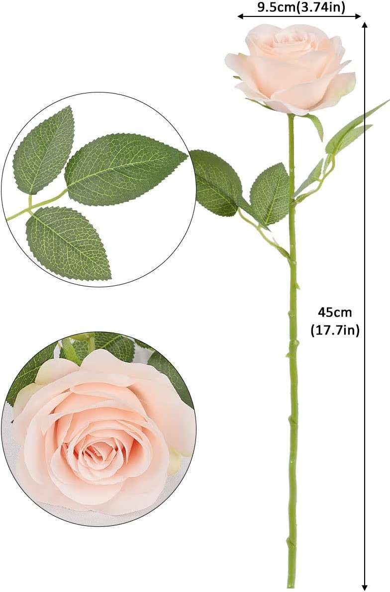 JUSMAI 30pcs Roses Artificial Flowers Pink Fake Roses Flowers with Long Stems Silk Flowers for Wedding Bouquet Centerpices Decorations Party Bridal Baby Shower Home Decor - Image 3