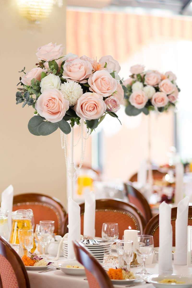JUSMAI 30pcs Roses Artificial Flowers Pink Fake Roses Flowers with Long Stems Silk Flowers for Wedding Bouquet Centerpices Decorations Party Bridal Baby Shower Home Decor - Image 5