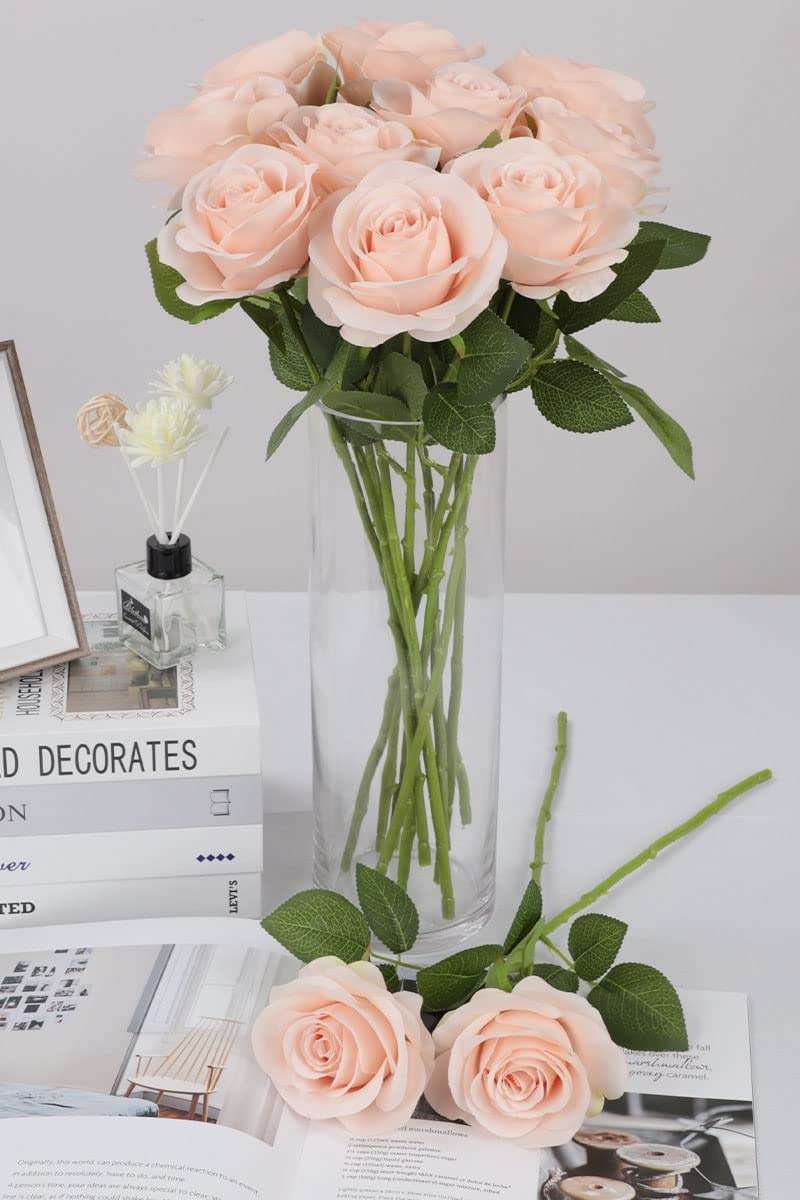 JUSMAI 30pcs Roses Artificial Flowers Pink Fake Roses Flowers with Long Stems Silk Flowers for Wedding Bouquet Centerpices Decorations Party Bridal Baby Shower Home Decor - Image 7