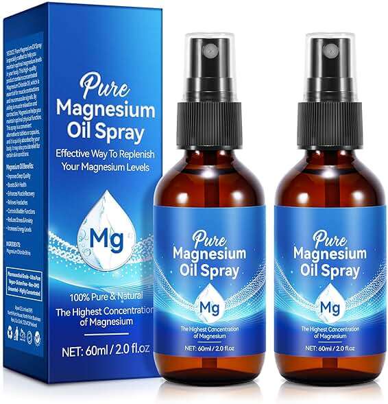 Pure Magnesium Oil Spray, Organic Natural Magnesium Oil Spray for Feet, Body, Skin, Topical Products (2 Pack) - Image 1