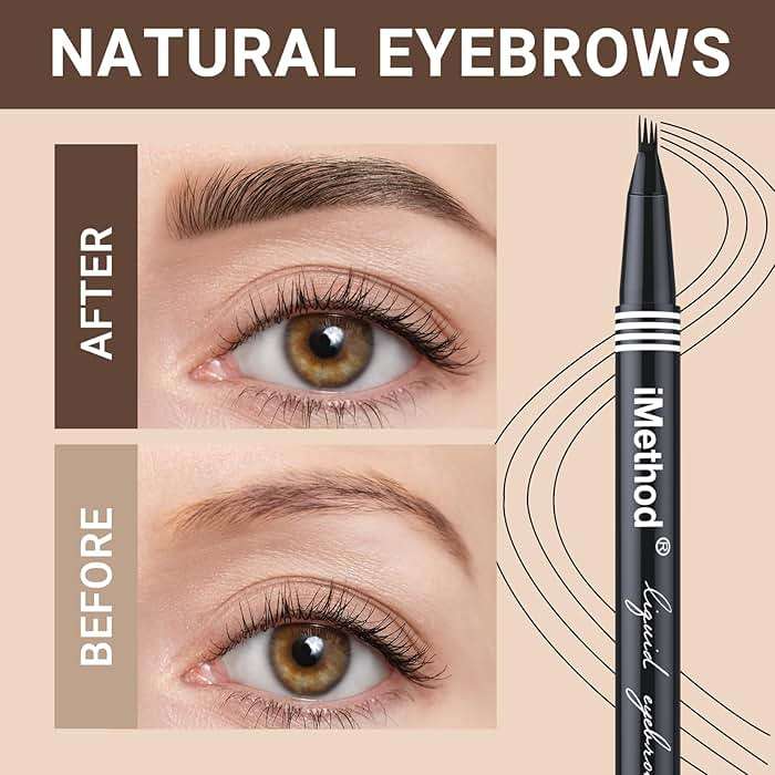 iMethod eyebrow pen - Microblading eyebrow pen, eyebrow pencil with a Micro 4-Fork Tip for Natural Hair-Like Brows, Long-Lasting Eye Brow Pencils for Women, Waterproof, Dark Brown - Image 3