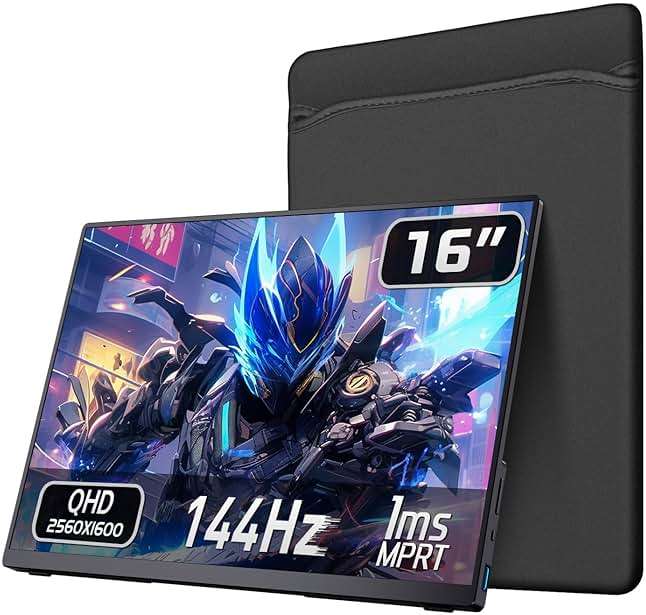 VOKENSU Portable 2K 144Hz Monitor, 16" 2560x1600 QHD Gaming HDR FreeSync, Ultra Slim Travel Screen w/Kickstand & Speaker for Laptop Switch Xbox PS5/4 - Image 1