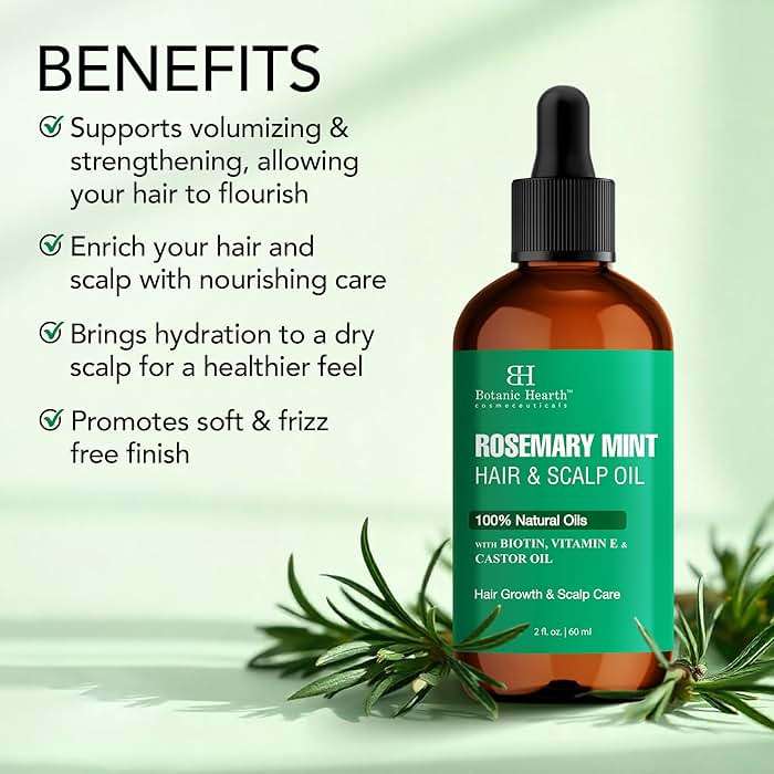 Botanic Hearth 100% Pure Rosemary Mint Oil For Hair Growth & Hair Treatment Oils 2 Fl Oz | Infused with coconut Oil | Hair Oil Repairs Dry Damaged Hair, Strengthening, Healthier | All Hair Types - Image 3