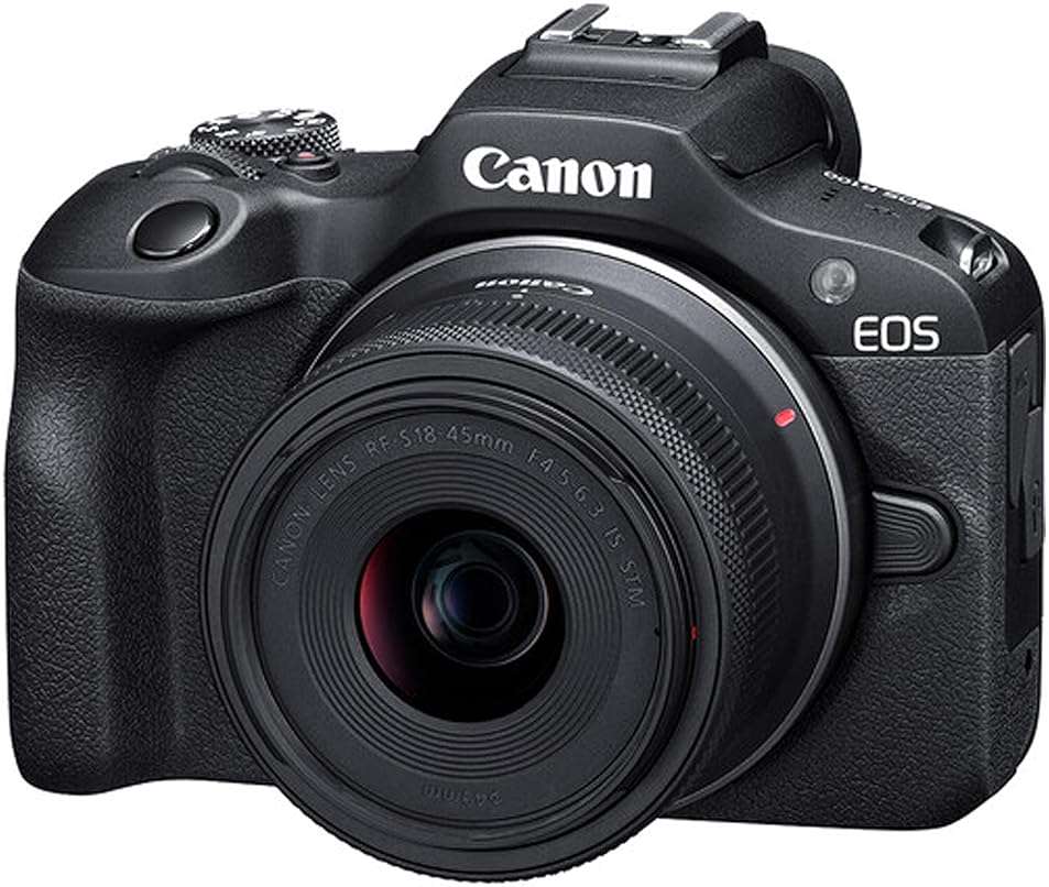 Canon EOS R100 24.2MP APS-C CMOS Sensor Mirrorless Camera with 18-45mm Lens + Case + 64GB Ultra Memory Card + LED Video Light + Filter + More (Essential Bundle) (Renewed), Black - Image 2