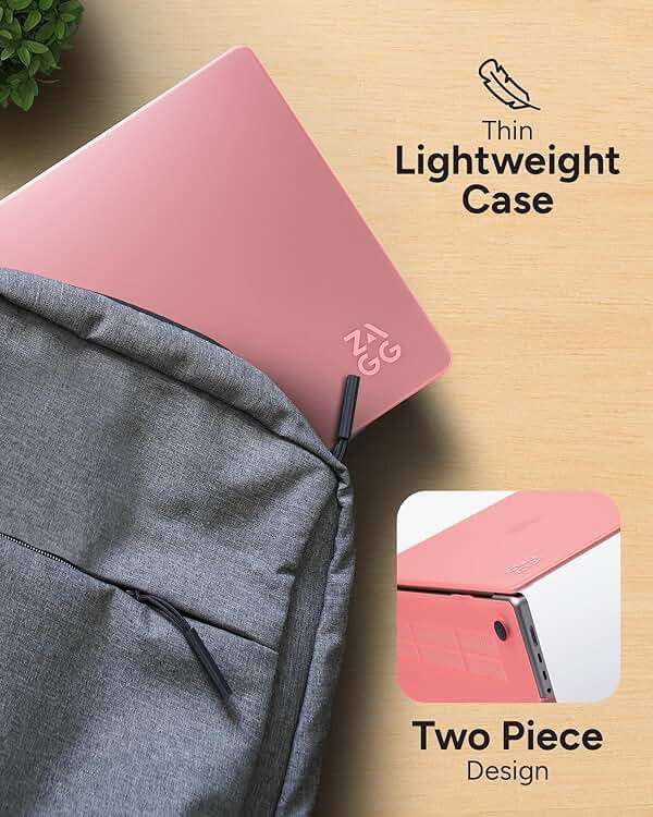 ZAGG MacBook Protection MacBook Air 13" M5/M4/M3/M2 Case – Premium Two-Piece Hard-Shell Snap-on Cover with Rubberized Non-Slip Grips, Durable, Lightweight, Scratch-Resistant, Frosted Finish, Pink - Image 2