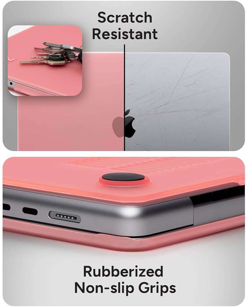 ZAGG MacBook Protection MacBook Air 13" M5/M4/M3/M2 Case – Premium Two-Piece Hard-Shell Snap-on Cover with Rubberized Non-Slip Grips, Durable, Lightweight, Scratch-Resistant, Frosted Finish, Pink - Image 4