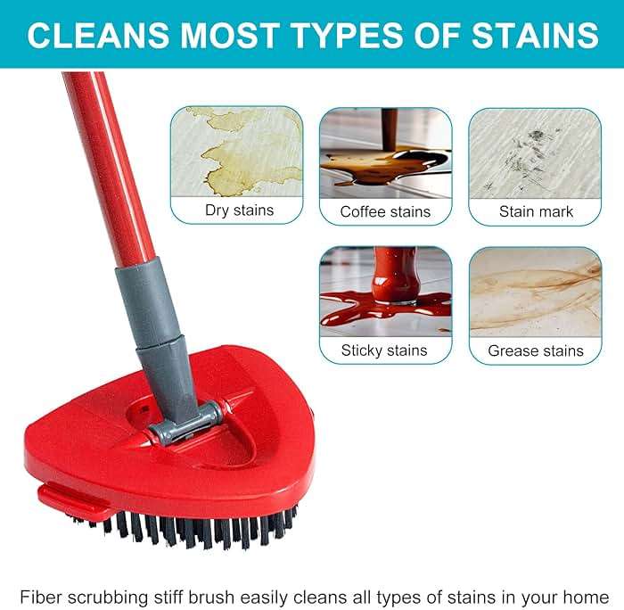 Spin Mop Replace Head, Base, Mop Handle Replacement for OCedar EasyWring 1 Tank System, Include 2 Microfiber Mop Head Replacement, 1 Sturdy Iron 30-58" Mop Handle, 1 Scrubber Head, 1 Spin Base - Image 6