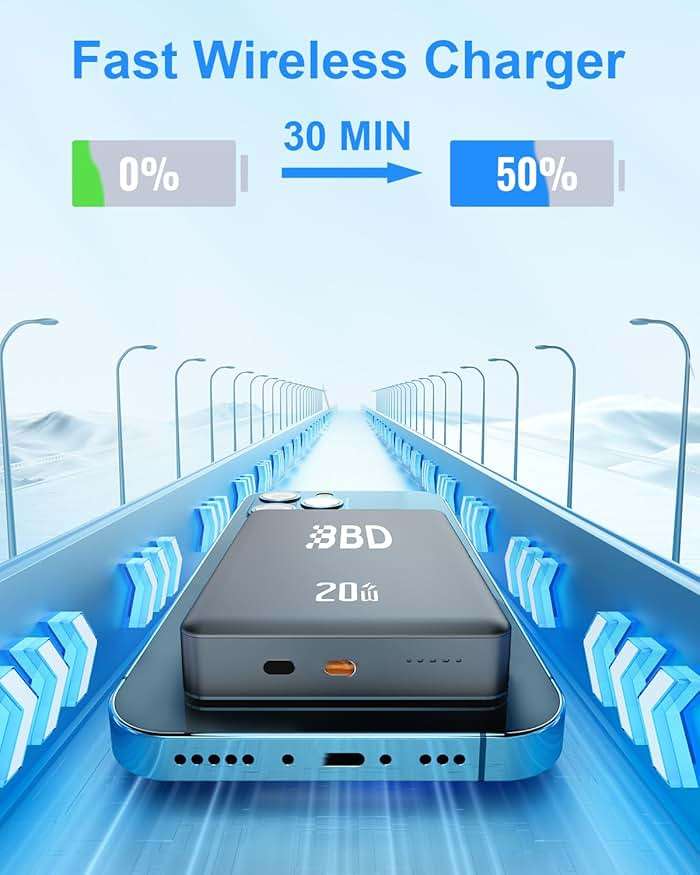 BBD Magnetic Power Bank for iPhone,12000mAh Magsafe Battery Pack with 20w Fast Charging,Slim Magsafe Power Bank USB C in&Out,Wireless Portable Charger for iPhone 16/15/14/13/12 Series 1 Pack - Image 2