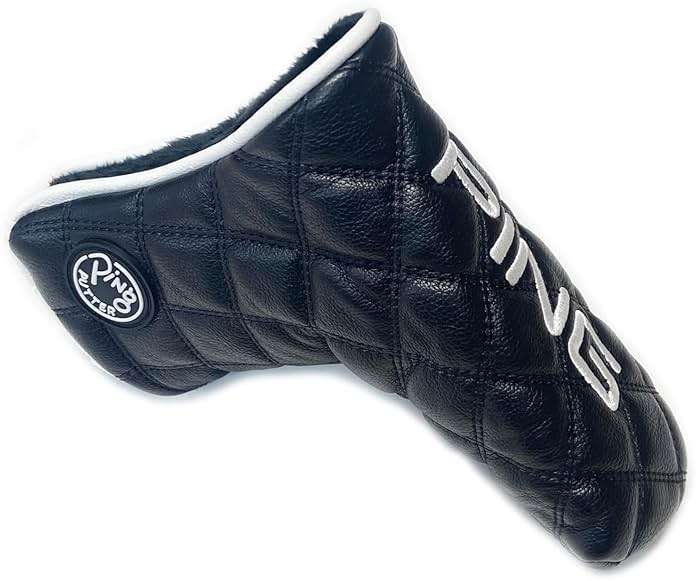 Ping Universal Quilted Premium Leather Black Putter Headcover, Magnet Closure - Image 1