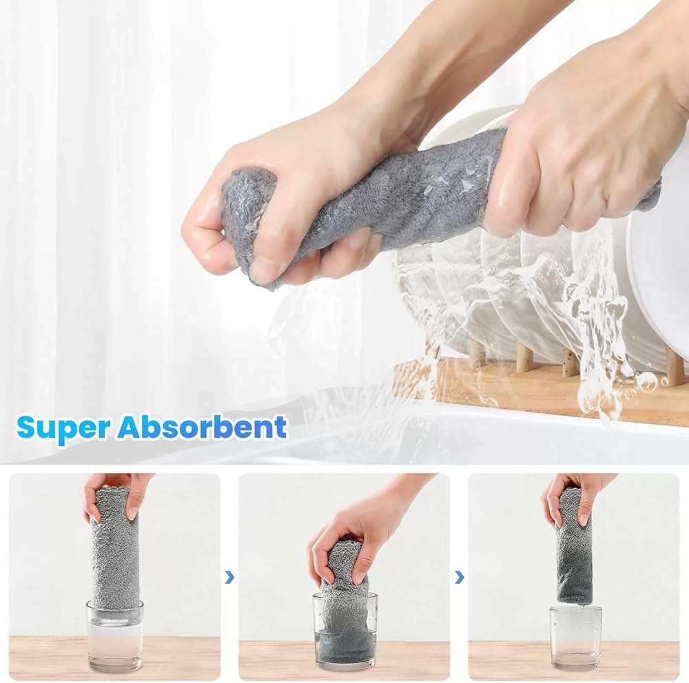 Neessno 12 Pack Cleaning Cloth,Ultra Soft Absorbent Quick Drying Microfiber Cleaning rags,No scratches,Reusable,Washable,Lint Free Cleaning Towels for Kitchen,Window,Glass,car,11.8"×11.8",(Multicolor) - Image 4