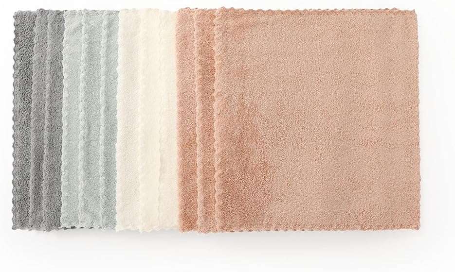 Neessno 12 Pack Cleaning Cloth,Ultra Soft Absorbent Quick Drying Microfiber Cleaning rags,No scratches,Reusable,Washable,Lint Free Cleaning Towels for Kitchen,Window,Glass,car,11.8"×11.8",(Multicolor) - Image 6