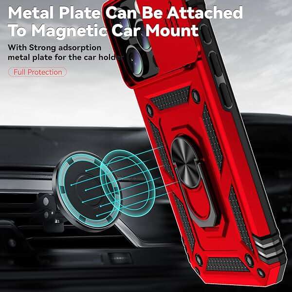 SunStory Phone Case for iPhone 16 Pro Max Case with HD Screen Protector & Slide Camera Cover & Rotated Ring Kickstand, [Military-Grade] Phone Case for iPhone 16 Pro Max 6.9",Red - Image 5