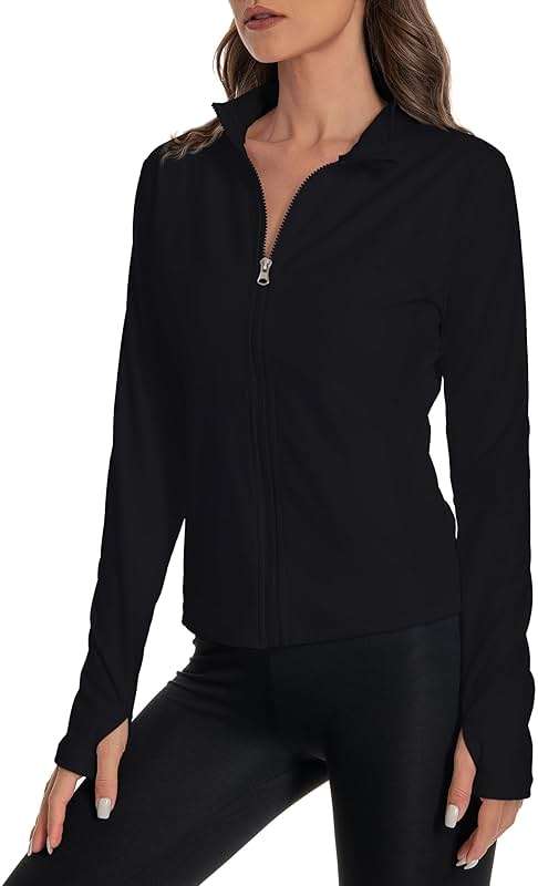 KOKITA Women's Athletic Full Zip Lightweight Workout Jacket，Outdoor Slim Fit Yoga Jackets with Pockets Thumb Holes - Image 1