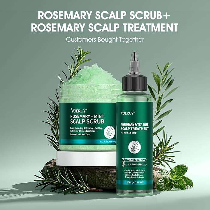 VOERUY Scalp Scrub, Rosemary Scalp Exfoliator Scrub Shampoo, 2-in-1 Scalp Treatment with Mint Oil, Hair Treatment to Clarify and Remove Build Up with Silicone Scalp Massager, 10.6oz/300g - Image 8