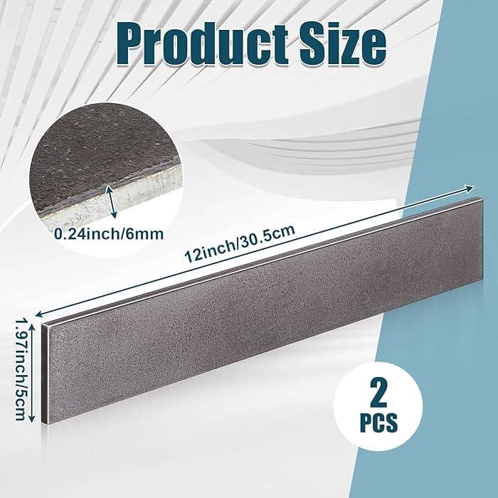 Hicarer 2 Pcs 2 x 1/4 x 12 Inch Steel Flat Bar Metal Stock Hot Rolled Steel Plate Solid Plain Metal Flat Bar Stock - Image 2