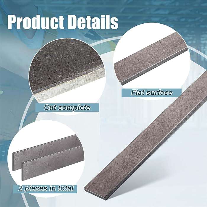 Hicarer 2 Pcs 2 x 1/4 x 12 Inch Steel Flat Bar Metal Stock Hot Rolled Steel Plate Solid Plain Metal Flat Bar Stock - Image 3
