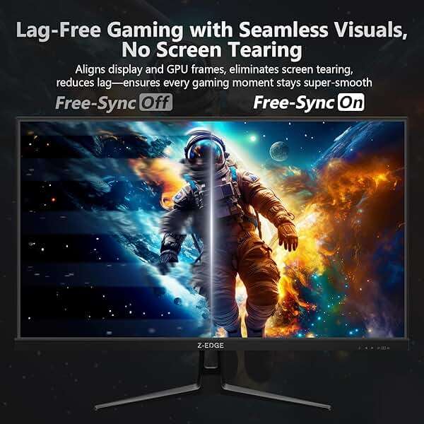 Z-Edge 27-inch Gaming Monitor QHD 2560 x 1440 2K, 180Hz Refresh Rate, 1ms MPRT, UG27QF Fast IPS Computer Monitor with Crosshair, HDMI 2.0x2, DP 1.4x2 - Image 4