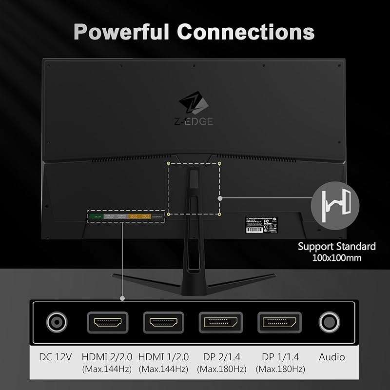 Z-Edge 27-inch Gaming Monitor QHD 2560 x 1440 2K, 180Hz Refresh Rate, 1ms MPRT, UG27QF Fast IPS Computer Monitor with Crosshair, HDMI 2.0x2, DP 1.4x2 - Image 7