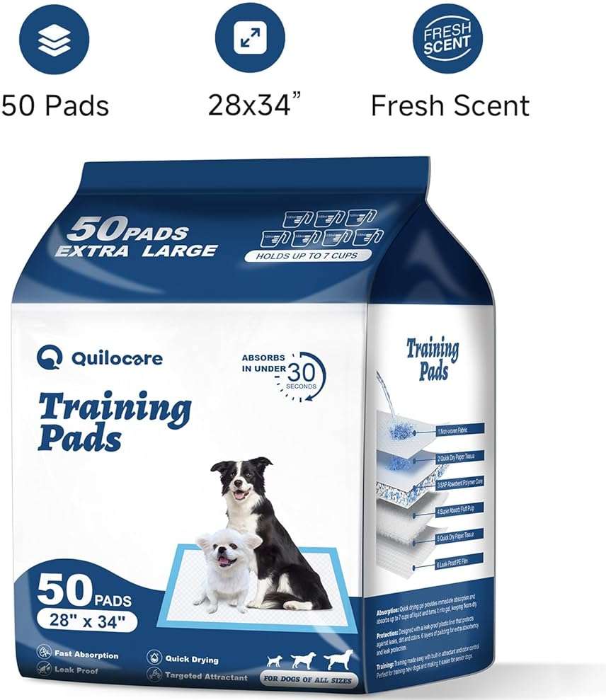 50 Count 28” x 34” XL Disposable Dog Pee Pads, Super Absorbent Leakproof Quick Drying Puppy Pee Pads for Dogs, Extra Large Disposable Dog Training Pads - Image 7
