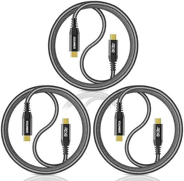 ZeroneTeck 3Pack 5FT 40Gbps USB 4 Cable for Thunderbolt 4, 8K@60Hz/Dual 4K@60Hz USB C to USB C Monitor Cable, 40Gbps Data Transfer, USBC Video, 240W Charging Cord for iPhone 17,MacBook,iPad,Lenovo - Image 1
