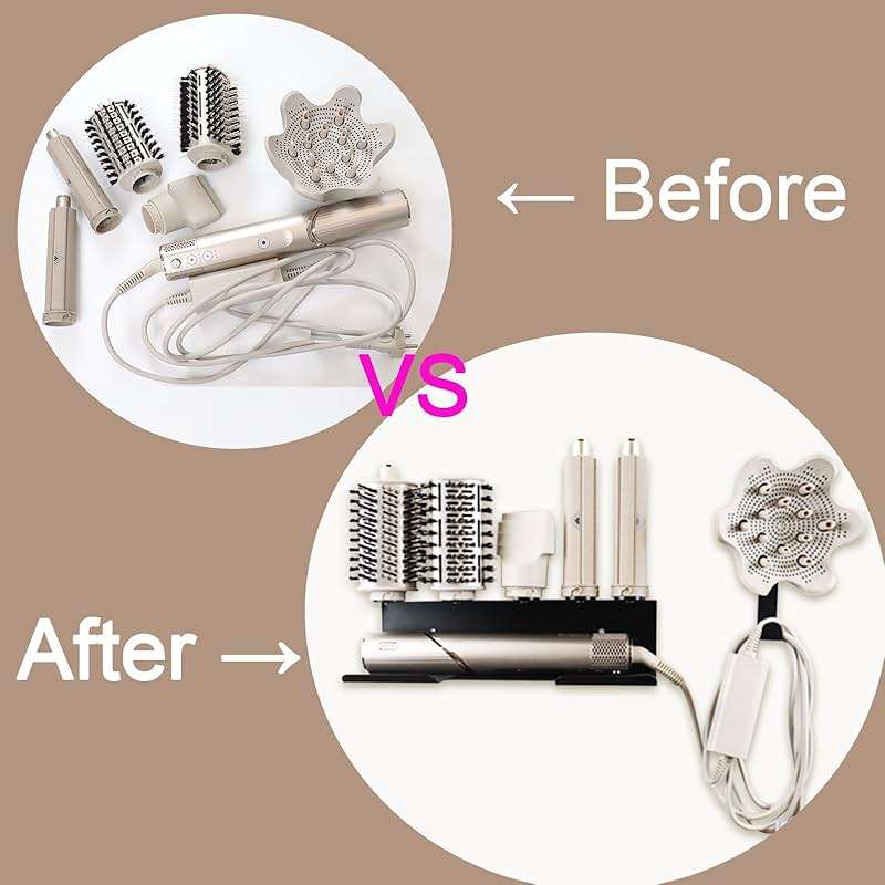 Hair Dryer Holder for Shark Flex Style, Wall Mount Holder Compatible with Shark FlexStyle, Curling Wand Organizer, Rack with Cord Hanger for Accessories Curlers Brushes Diffuser and Attachments - Image 8