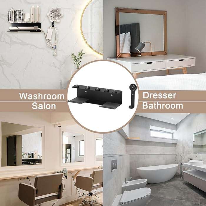 Hair Dryer Holder for Shark Flex Style, Wall Mount Holder Compatible with Shark FlexStyle, Curling Wand Organizer, Rack with Cord Hanger for Accessories Curlers Brushes Diffuser and Attachments - Image 9