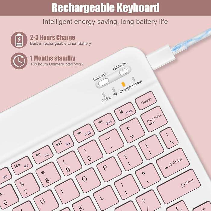 NOOX Bluetooth Keyboard for iPad A16 11th 10th Generation, iPad Pro 13/12/11/10/9/8/7 inch, iPad Air 13/11th Gen, iPad mini Tablets, etc. - Slim Wireless Portable Travel Office Computer Accessories - Image 2