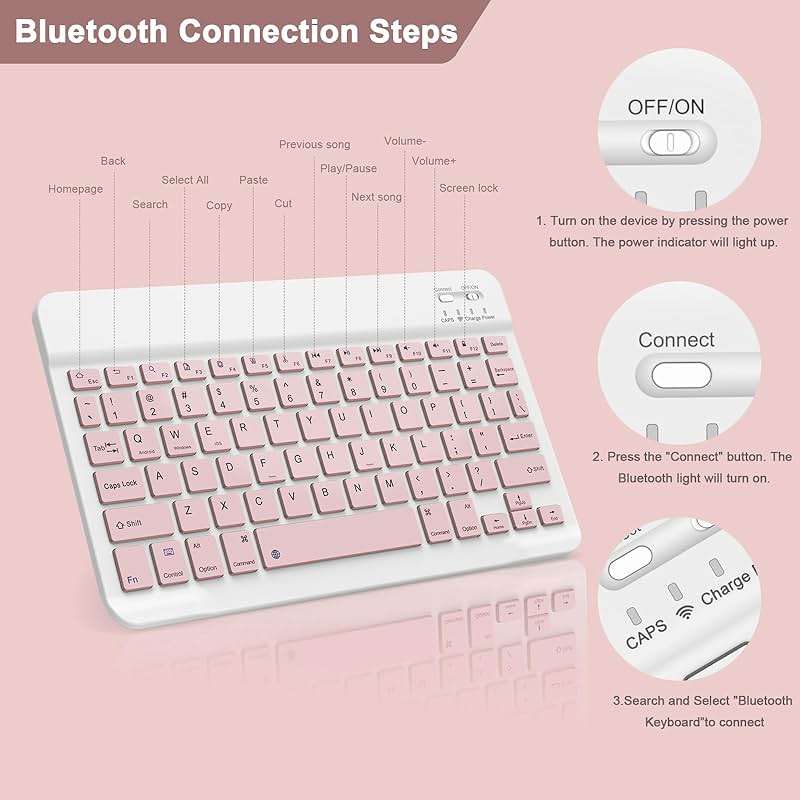 NOOX Bluetooth Keyboard for iPad A16 11th 10th Generation, iPad Pro 13/12/11/10/9/8/7 inch, iPad Air 13/11th Gen, iPad mini Tablets, etc. - Slim Wireless Portable Travel Office Computer Accessories - Image 5